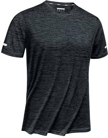 TACVASEN Camiseta de correr para hombre, de secado rápido, de manga corta, cuello redondo, para verano, para deportes y gimnasio