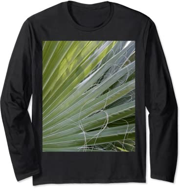Abstrait photographique de palmier éventail avec fils fibreux Manche Longue