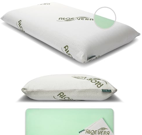 bes Cuscino Cervicale Memory Foam | Cuscino Alto 12 cm | Adulti | Ottimo Sostegno | Aloe Vera | Made in Italy