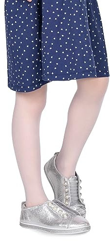 looksy Grundlegende leichte Mädchenstrumpfhose mit glattem Fuß 20 DEN halbtransparente Strumpfhose Balletttanzschuluniform Strümpfe Tonia, Bianco 134/140 cm (9/10 Jahre)