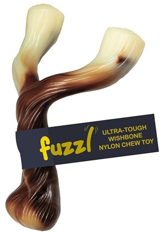 Fuzzl Ultra Tough Nylon Dog Chew Toy - Beef Flavour Wishbone Tough Dog Toys for Extreme & Aggressive Chewers