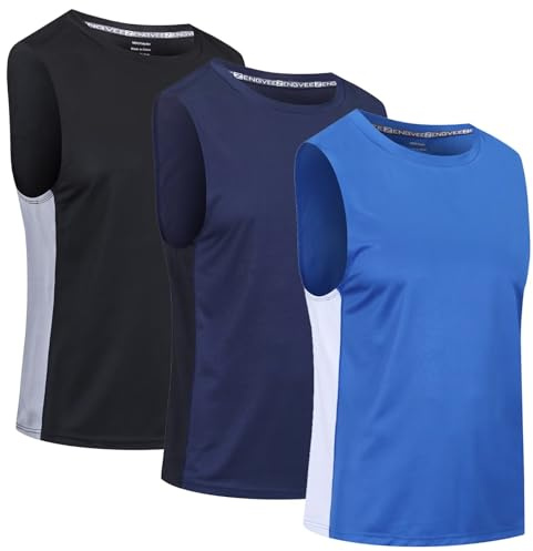 Cimic 3 Pack Vest Tops for Men Running Workout Fitness Vest,0505 BNB L