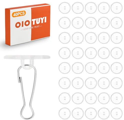 OioTuyi 40 stycken självhäftande takkrokar utan borrning, självhäftande krok tak stark 5 kg, transparenta krokar för kök, badrum, sovrum, vägg, dörrtakmontering, dekorationskrokar
