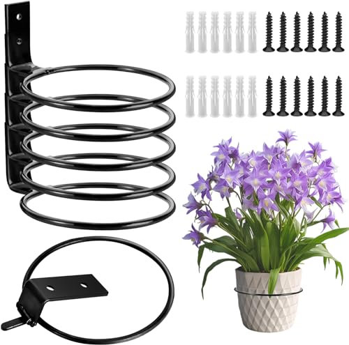 Confezione da 6 supporti per vasi da parete da 15,2 cm, in metallo, pieghevoli, con accessori di montaggio, fioriere da parete per casa o giardino, recinzione, decorazioni per interni ed esterni