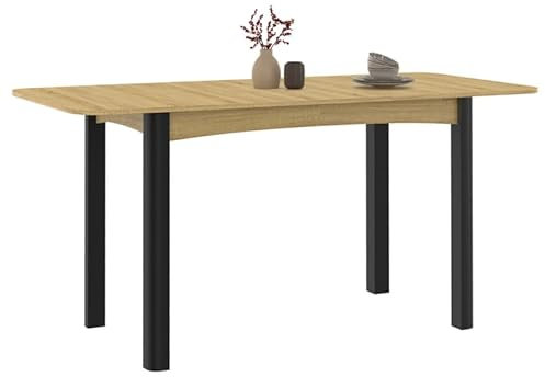 IDMarket - Table à Manger Extensible Rectangle June 4-8 Personnes Bois et Noir 120-160 cm