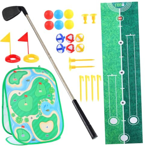 HAWILLOSCH Kleinkind-Golfset für Jungen und Mädchen Spielzeug-Golfschlägerset 3-in-1-Golfspielmatte Indoor-Übungsset