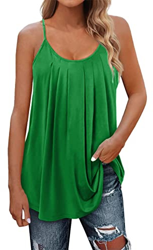 Générique Débardeur Camisole pour Femmes avec Soutien-Gorge Intégré Debardeur Fluide Décontractée Caraco Bretelles Spaghetti Hauts sans Manche été Top S-2XL
