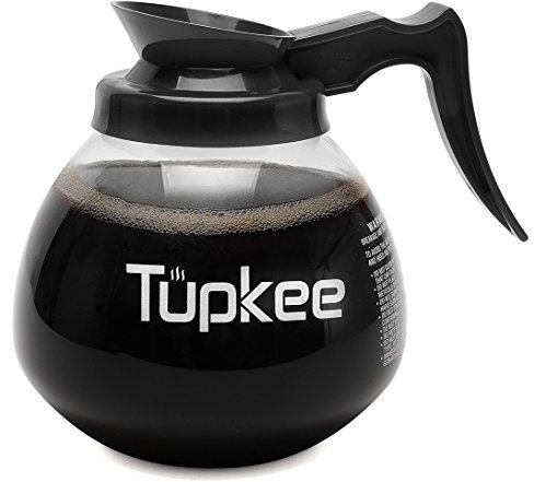 Tupkee 12 Cup Commercial Coffee Pot Replacement, 64 oz Glass Decanter | Black Handle Shatter-Resistant Carafe for Restaurants & Offices, Compatible with Wilbur Curtis, Bloomfield, Bunn Coffee Pot