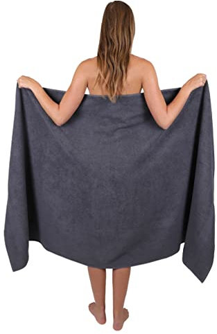 Betz Badetuch groß XXL Größe 100 x 200 cm Badetücher Saunatuch Palermo 100% Baumwolle Farbe Anthrazit Grau