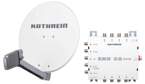 Kathrein Système satellite HD pour 8 ports avec Kathrein CAS 80 (75 cm) en blanc + Quattro LNB & EXR 58/ECO - Pour HDTV 1080p, 3D, Ultra HD 4K