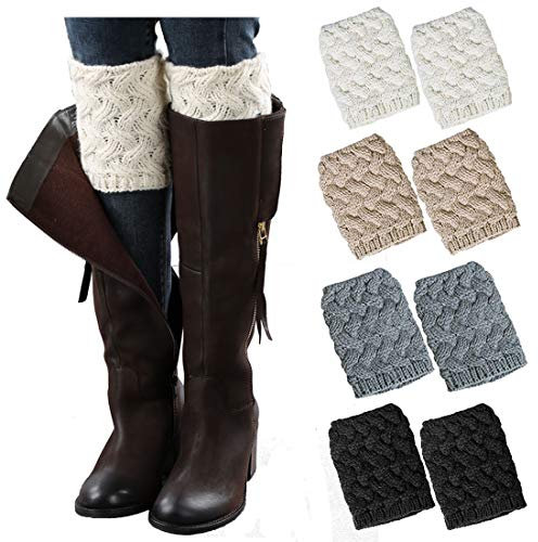 Simoda damvärmare stickade benvärmare vinter kort stickad stickad stickad leggings varmare båtskydd strumpor, 4 par stil A, M