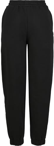 Urban Classics Pantalones Deportivos para Mujer de algodón orgánico Puro, Corte Ancho, Cintura Alta, con Globo, Pantalones para Mujer, Tallas XS - 5XL, Negro, XL