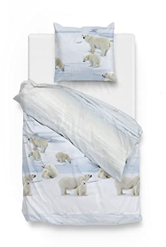 Heckett Lane ZO! Home Ber Flannel Bed Linen 100% Cotton Blue Size: 135 x 200 cm + 80 x 80 cm