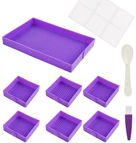 Gukasxi 5D Diamond Painting Tray Organizer, Diamond Painting Tablett mit Deckel, Diamond Painting Zubehör Set Diamond Painting Schiffchen für DIY Malerei Handwerk