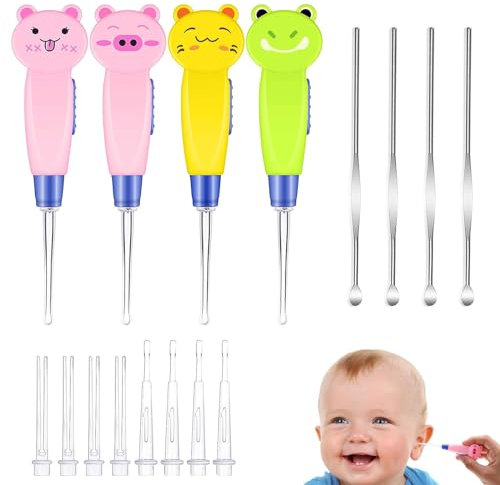 Ear Pick Ohr Reinigung Cartoon,Ohrenschmalz Entferner Mit LED,8 Stück Ohrenschmalz Entferner,Licht Ohrenschmalzreiniger Für Kinder,Silikon Ohrenreiniger Nasenreiniger,Ohrenreiniger Baby Ohrlöffel