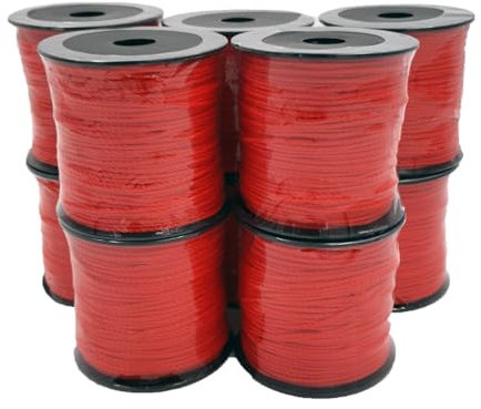 Abio Maurerschnur 10x100m Rot Polyethylen Ø 20 mm Knotenfest Reißfest Belastbar Richtschnur auf Spule Bauschnur Lotschnur Pflasterschnur Rot 10x100m