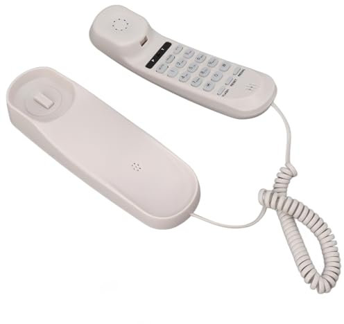 Téléphone Filaire Montable au Mur, Son Clair, Volume Réglable, Multifonction, adapté au Bureau de L'hôtel à Domicile (White)