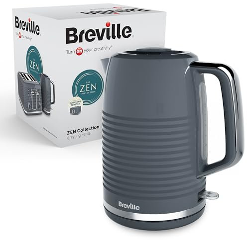 Breville Zen Grey Electric Kettle | 1.7L | 3kW Fast Boil | Grey & Silver Chrome [VKT250]