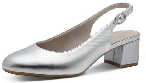 Tamaris Comfort escarpins slingback femme cuir élégants, Silver, 38 EU