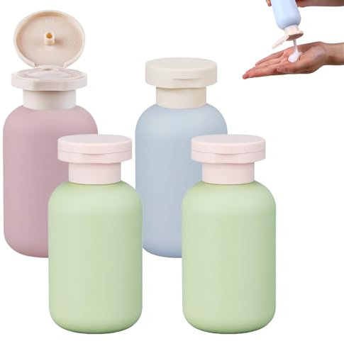 Yistoi 4 Pièce Flacon Voyage,Flacon Voyage Avion,Flacon de Voyage, de Rangement et Une Étiquette Autocollante,Portable de Voyage,pour Flacon Distributeur de Shampoing et Savon À Main