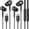 USB C Headphones for Samsung S23 FE S22 S21 S20 A53 A54, Wired Earbuds in-Ear USB C with Mic & In-Line Controls HiFi Stereo Type C Earphones for iPhone 16/15 Pro Max Pixel 6 6a 7a 8 5, Android 2 Pack