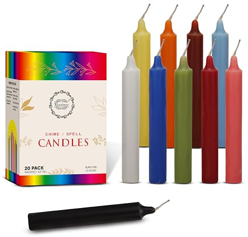 Raajsee Unscented Mini Taper Candles Pack of 20, Multi Color | 5 Inches (H) Dinner Candle Sticks| Smokeless, and Dripless| Paraffin Wax with Cotton Wicks | Long Burning Time.