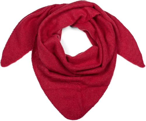 styleBREAKER Bufanda triangular de punto grande para mujer, color liso jaspeado | Suave y cálido pañuelo triangular de invierno | Bufanda de punto de viscosa y lana para looks acogedores, Rojo