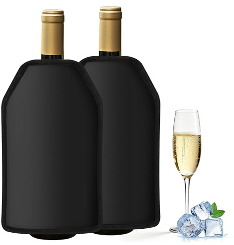Oaioya 2 Pcs Rafraîchisseurs pour Bouteilles de Vin, Refroidisseur de Bouteille Vin, Manchette à Vin pour refroidir le Champagne, Bière, Vin-Noir