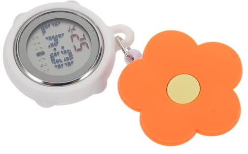 Hohopeti Reloj Digital para Enfermera con Clip Retráctil Resistente al Agua Pantalla Diseño Floral Naranja Reloj de Solapa Pequeño para Mujeres Estudiantes de Enfermería y Paramédicos