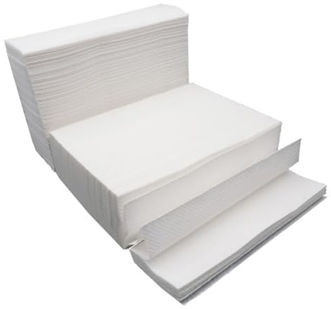 TOBBOMEY 400 pièces Papier Essuie-mains Épaissi pour Toilettes et Cuisine Absorbant et Résistant Adapté Maison Boutique Restaurant Blanc