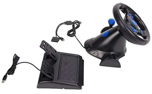 HUSHUI Volante da Corsa per PC Gaming con Rotazione di 180 Gradi Eccellente Esperienza D'uso per gli Appassionati di Giochi, Set Multifunzionale 3 in 1, Materiale ABS, 1 unità