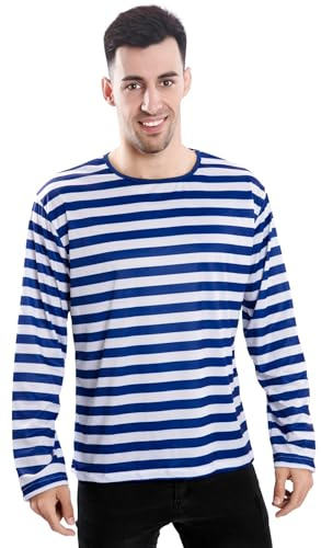 Camiseta con rayas azules y blancas para adultos