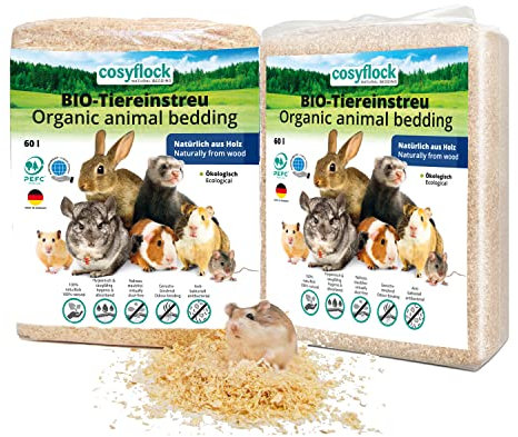 COSYPET Tiereinstreuflocken für Kaninchen, Hamster, Nager und Vögel [100% Bio + natürlich] - stark saugfähig + geruchsbindend - Holzstreu (Flocken, 6,4 kg)(2x3,2kg)