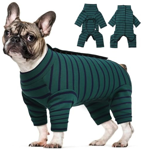 Kuoser Hund Onesie återhämtningsdräkt, valp långärmad bodysuit efter kirurgi tröja för att fälla ut hudsjukdom sårskydd, husdjurspyjamas anti-slickande konalternativ för små medelstora katter hundar