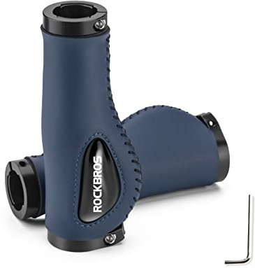ROCKBROS Bike Handle Grips Ergonomics Design Soft Gel Dual Lock on Bicycle Handlebar Grips for Mountain MTB MBX Bike Electric Scooter Blue