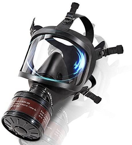 HANUU Gasmasken Survival Nuklear und Chemie, Gasmaske Militärische Taktische Atemschutzmaske, Vollgesichts-Atemschutzmaske mit 40 mm Aktivkohlefilter für Staub, Dämpfe, Chemikalien