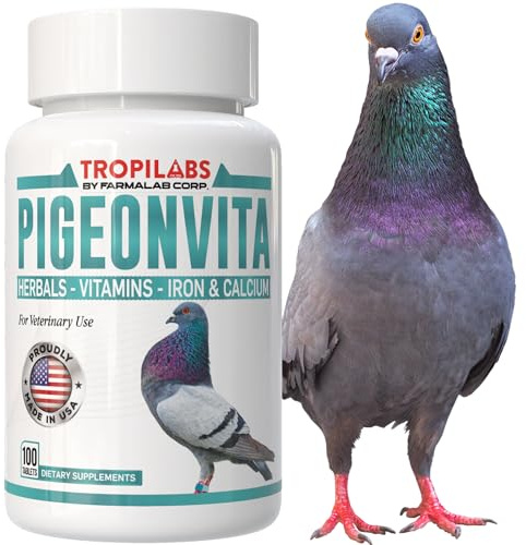 PIGEONVITA para Palomas 100Tabs Vitamins Minerals Aminoacids for Racing Pigeons Show Pigeons Rollers Hens Doves Vitaminas Minerales Aminoacidos