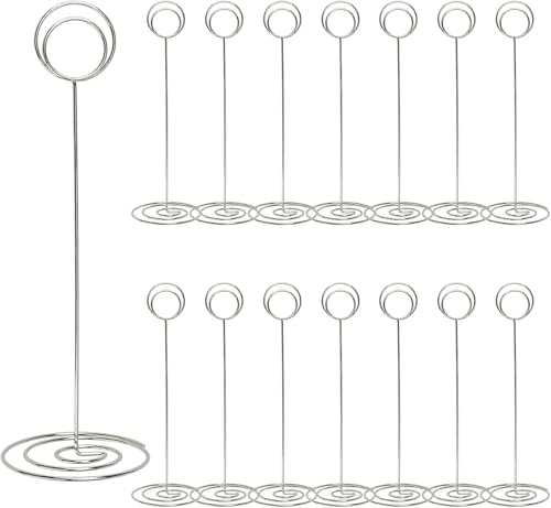 ZEONHEI Lot de 15 supports de numéro de table en métal argenté de 22,6 cm pour cartes de table, nom, nom, marque-place, pour mariage, fête de Noël