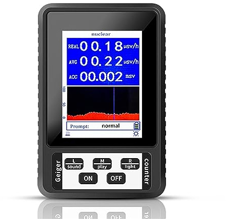 Geiger Counter Nuclear Radiation Detector,Nuclear Radiation Detector Color Display Screen BR-9B XR-1Multi-Field Real Time Measurement,Black