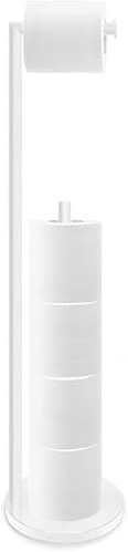 YUET Support de Papier Toilette, Porte-Papier Toilette sur Pied en Acier Inoxydable 304,Porte-Rouleau Autoportant pour Stockage Rangement Distributeur pour 5 Rouleaux avec Base Lourde,Blanc