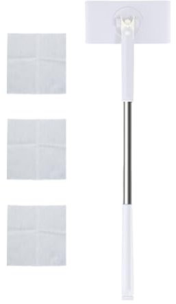 Vibhgtf Floor Mop, Automatic Cloth Change, Dry & Wet, Lightweight, Stainless Steel Head, White, For Hard Floor, Wood, Tile