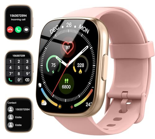 Smartwatch Herren Damen, 1,95HD Touch Fitnessuhr mit Telefonfunktion, 110+Sportmodi Smart Watch Fitness Tracker mit Pulsmesser Schlafmonitor Schrittzähler, IP68 Wasserdicht Sportuhr für iOS Android