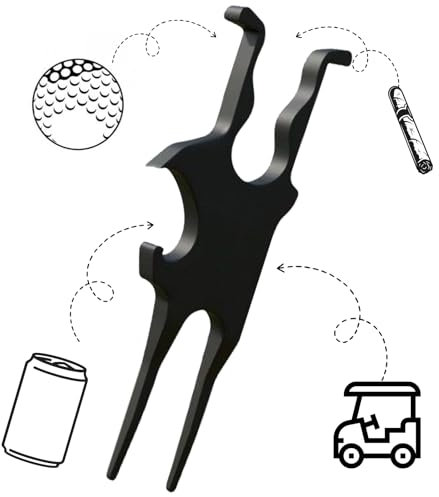 VEQENIFY Pitchgabel Golf, Golf Unisex Double Prong Pitchgabel,Ergonomisches Werkzeug zur Pflege von Pitchmarken auf dem Golfplat,Golf Divot Werkzeug,Golf zubehör, ideal für Golfer