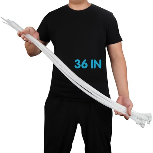 Cable Ties Heavy Duty 920mm×12mm, 60 Pack Industrial 220 lbs Strength | Extra Long Zip Ties, Self-Locking Strong Tie Wraps for Indoor & Outdoor, Garden, Automotive, HVAC, Agriculture