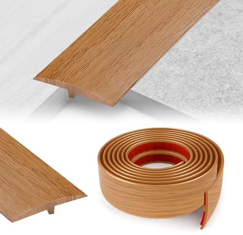 YushengTai Perfil de Transición para Suelo, 5 CM x 3 M Perfil Transición Suelo Desnivel T en Forma de T, Tapajuntas Suelo Adhesivo para la Conexión Entre dos Azulejos de Piso (Roble Amarillo)