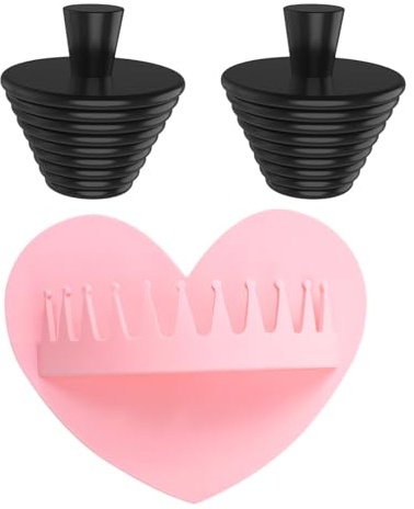 2 Piezas Tapones Universales de Silicona, Tapón Desague, Tapon Bañera Bidet, Tapones Lavabo Fregadero Cocina, con 1 pc Recogedor de Pelos de Silicona para Ducha, Sealing Plug para Baño Hogar