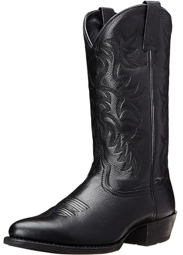 UJEDFHV Botas Cowboy Camperas Altas Mujer Botas cómodas de Cuero hasta la Rodilla for Hombre, Botas de Trabajo Informales, Talla Grande 46(Black,44)