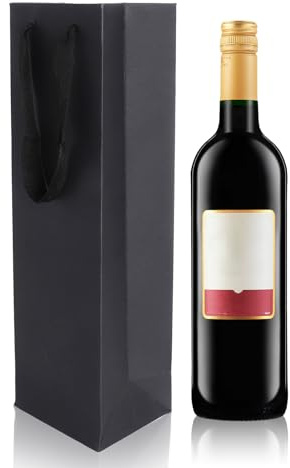 12 stycken kraft vin presentpåse svart, premium flaskpåsar av papper med handtag, vinpåsar flaskväskor arrangör för vinflaskor, presentpåsar för vin till jul bröllop fest