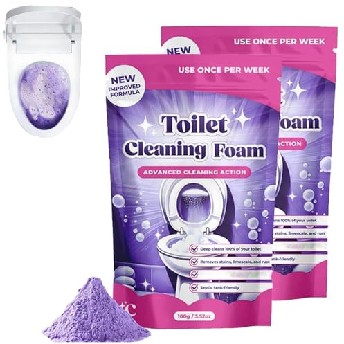 2 stycken Fizzclean WC-rengörare, mycket stark, WC rengöring toalettrengöring skum, touchfri toalettrengöring, stark avkalkning för att göra toaletten ljus och fräsch, 100 g