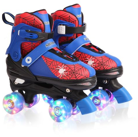 Roller Skates For Boys Adjustable Size Quad Skates For Kids Light Up Skates